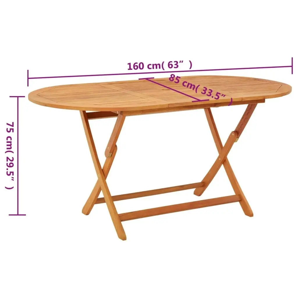 Folding Garden Table 160x85x75 cm Solid Eucalyptus Wood 312454