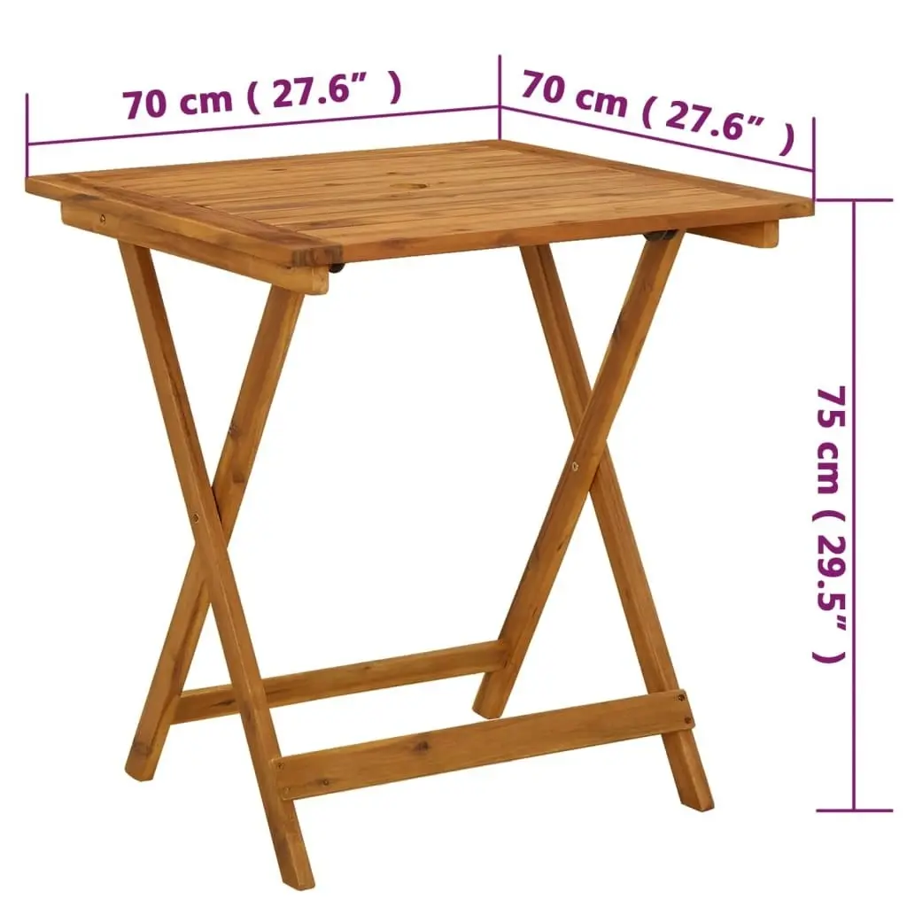 Folding Garden Table 70x70x75 cm Solid Acacia Wood 46348