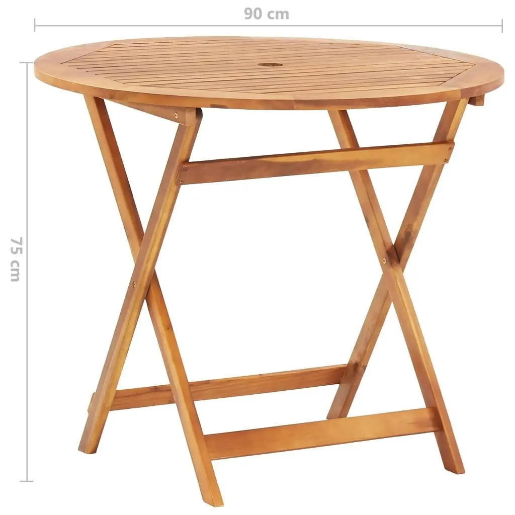 Folding Garden Table 90x75 cm Solid Acacia Wood 46347