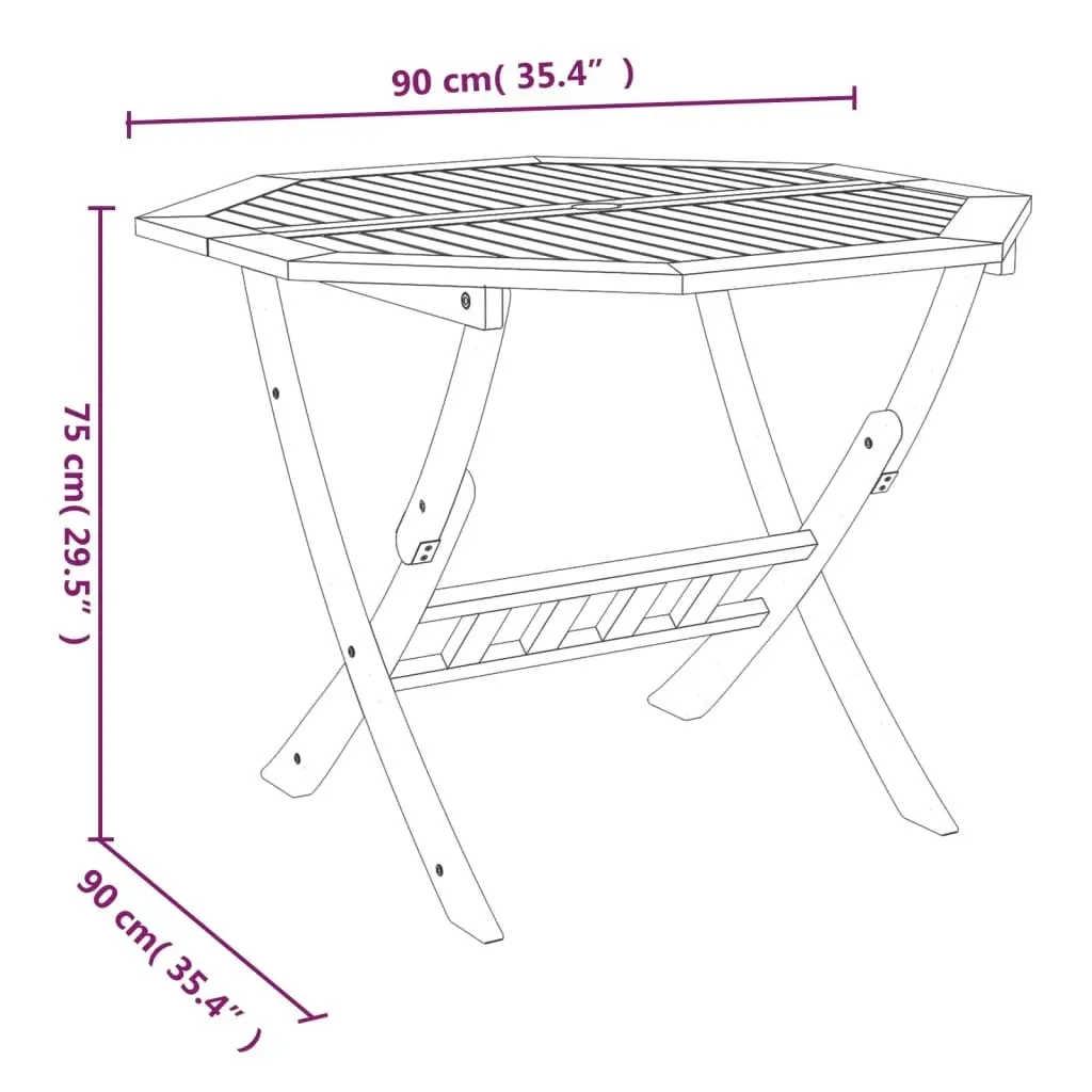 Folding Garden Table 90x75 cm Solid Wood Acacia 319672