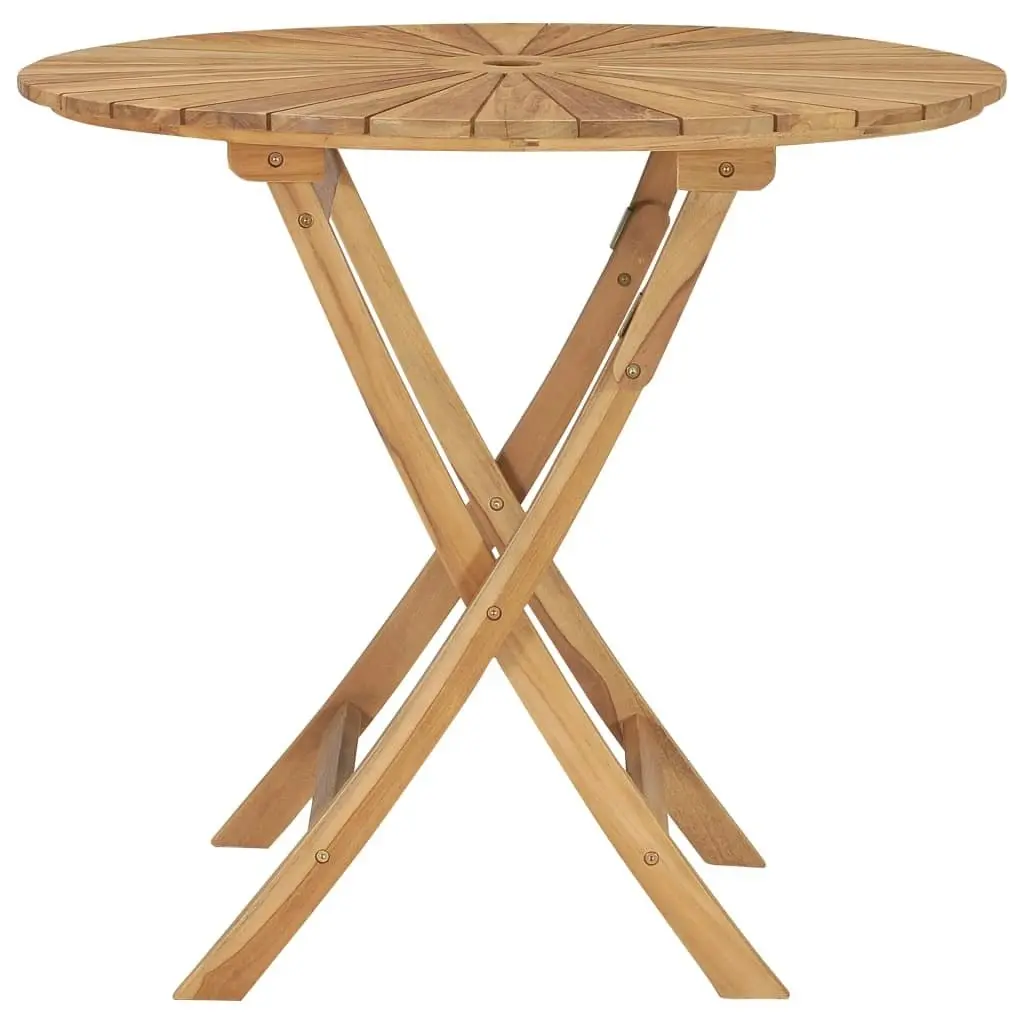 Folding Garden Table Ã˜ 85 cm Solid Teak Wood 49438