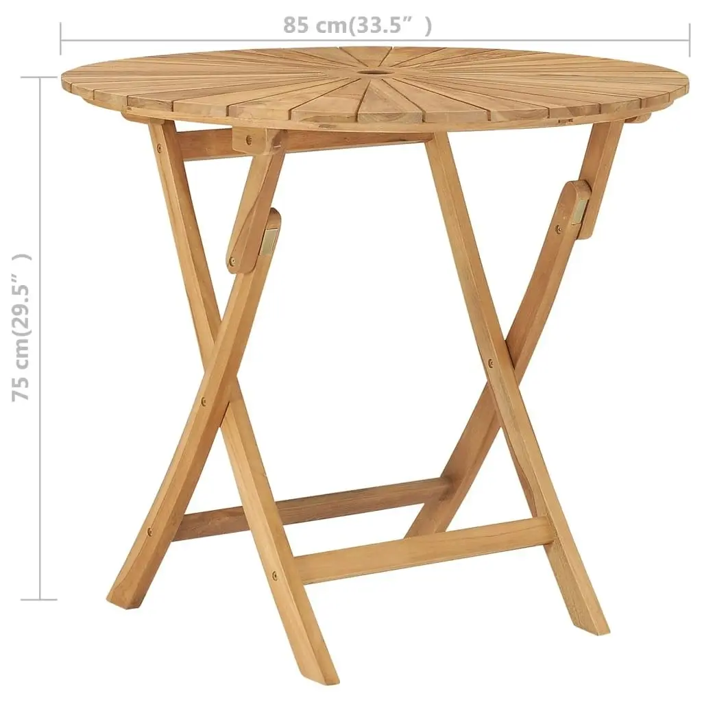 Folding Garden Table Ã˜ 85 cm Solid Teak Wood 49438