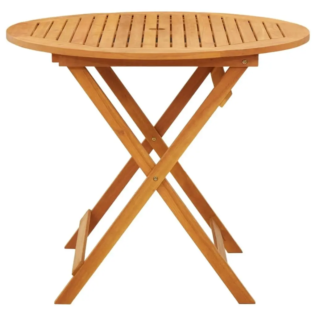 Folding Garden Table Ø90x75 cm Solid Eucalyptus Wood 312456