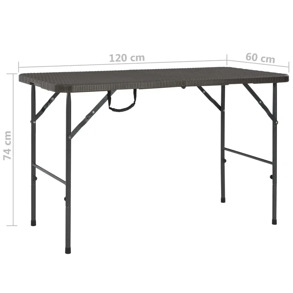 Folding Garden Table Brown 120x60x74 cm HDPE Rattan Look 44553