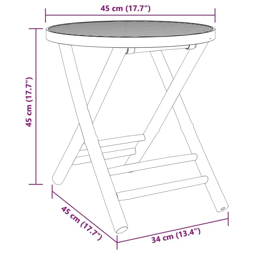 Folding Garden Table Ã˜45x45 cm Bamboo 365880