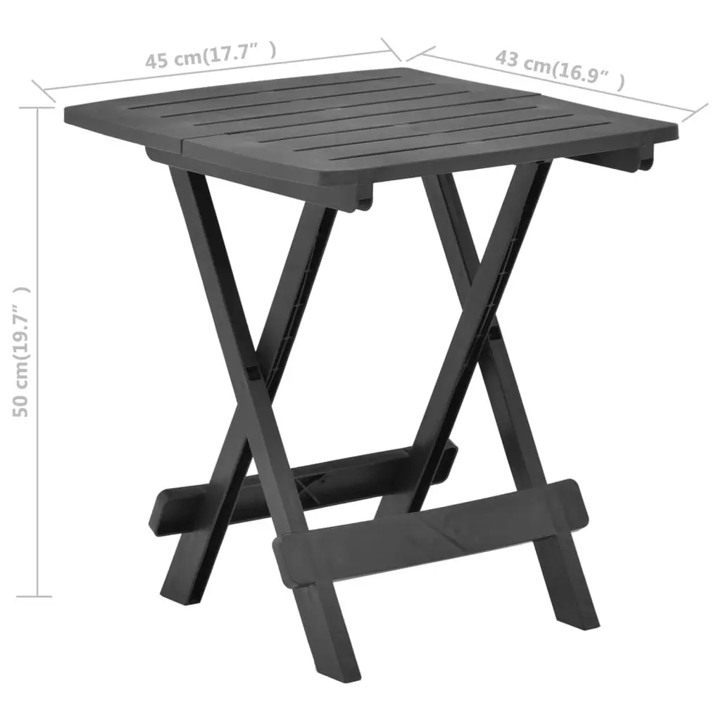 Folding Garden Table Anthracite 45x43x50 cm Plastic 48810