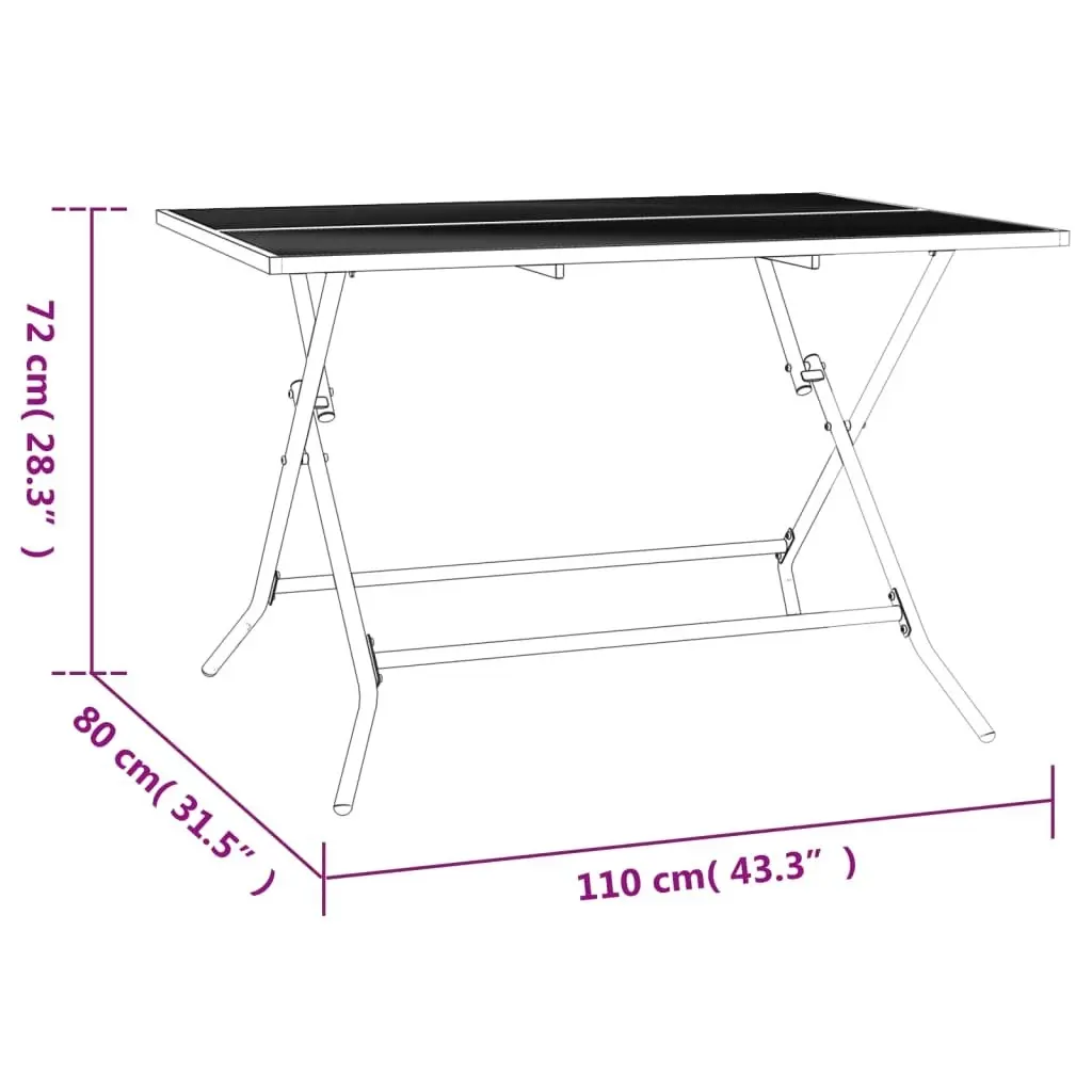 Folding Garden Table Anthracite 110x80x72 cm Steel Mesh 362749