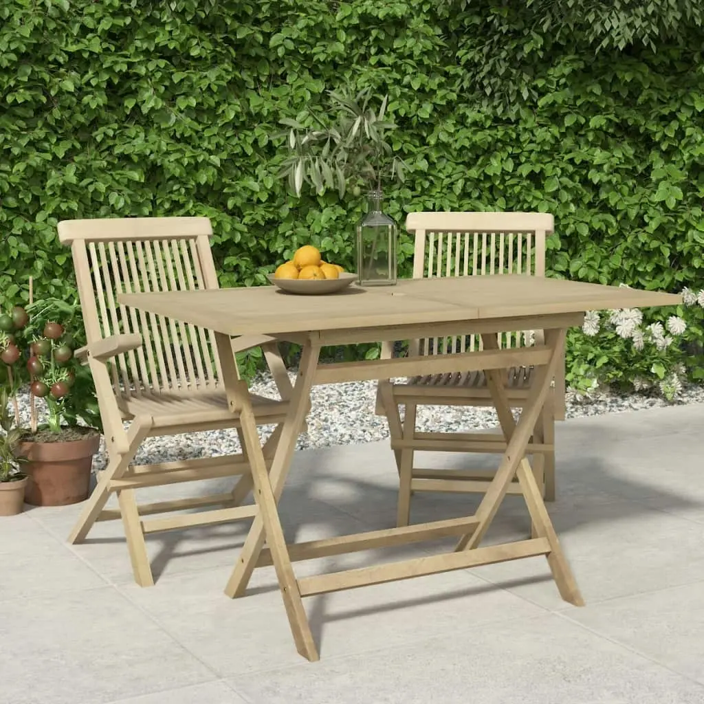 Folding Garden Table Grey 120x70x75 cm Solid Wood Teak 362763