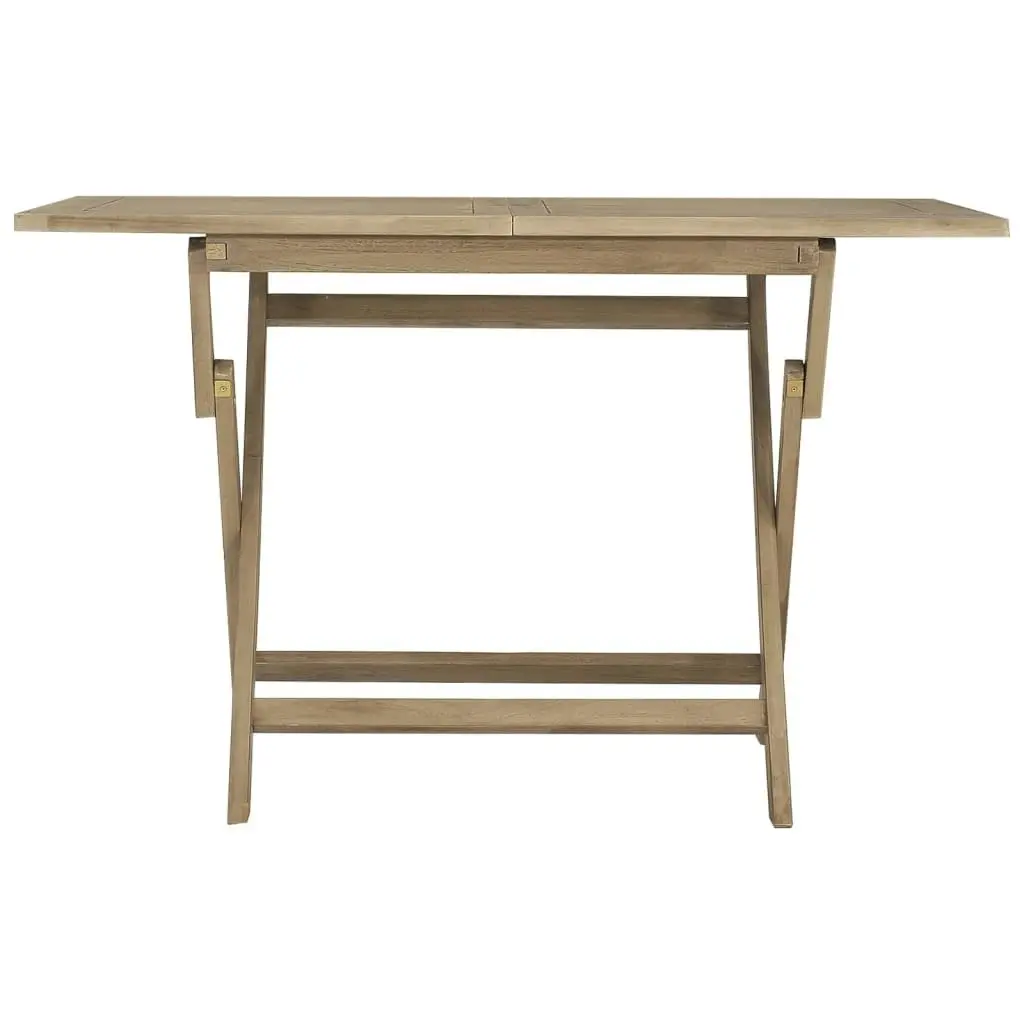 Folding Garden Table Grey 120x70x75 cm Solid Wood Teak 362763