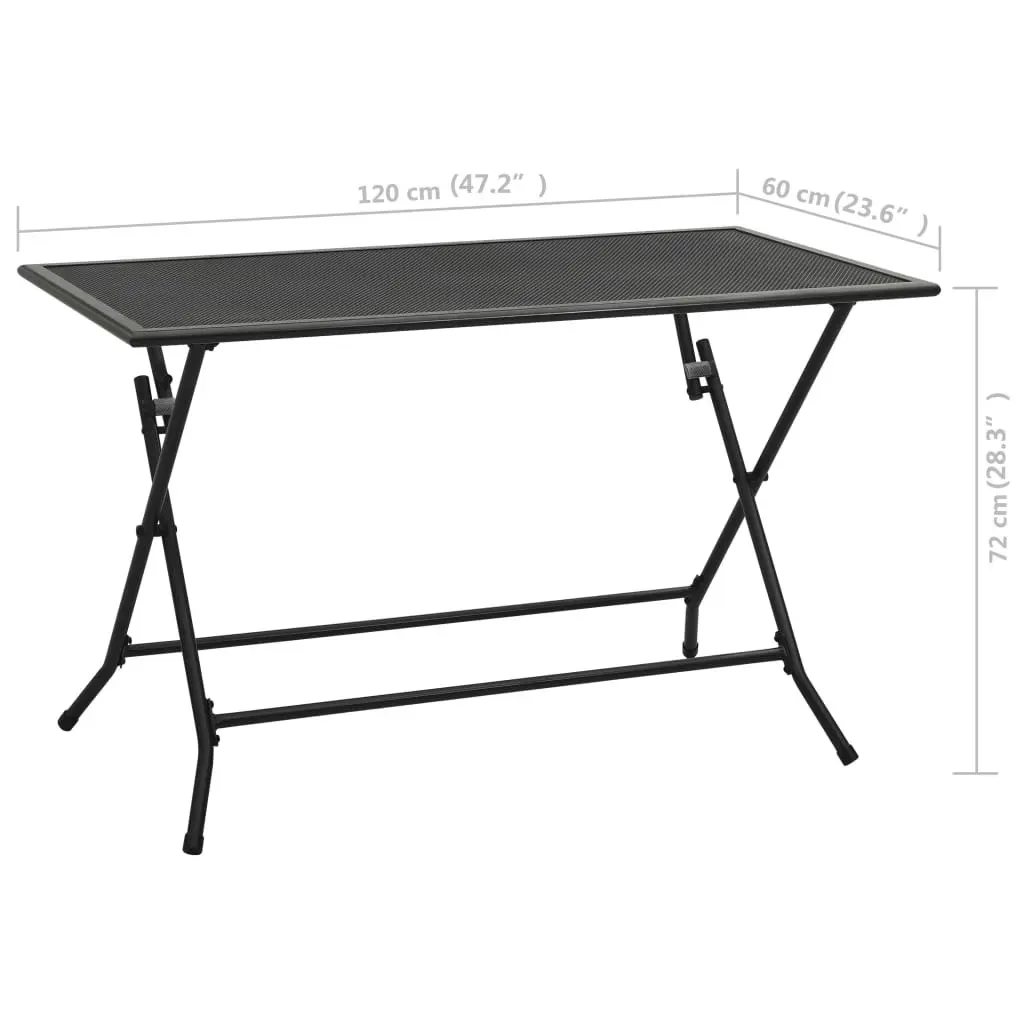 Folding Mesh Table 120x60x72 cm Steel Anthracite 310152