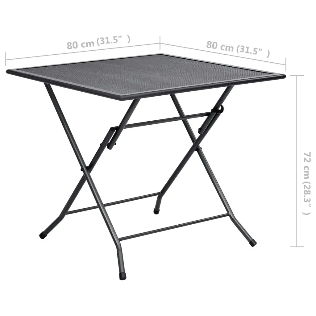 Folding Mesh Table 80x80x72 cm Steel Anthracite 310151