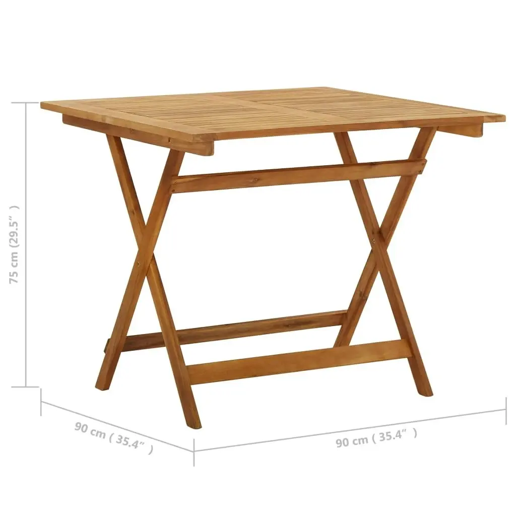 Folding Garden Table 90x90x75 cm Solid Acacia Wood 313599