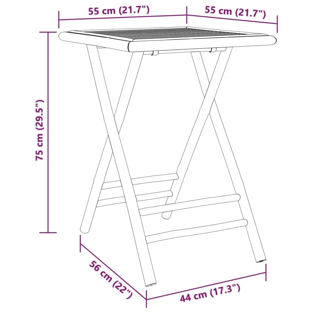 Folding Garden Table 55x55x75 cm Bamboo 365878