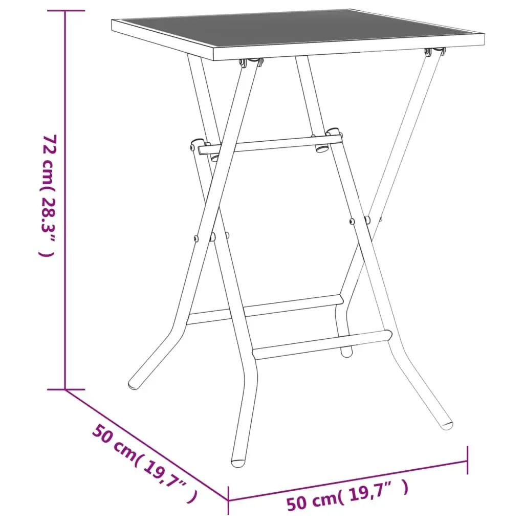 Folding Garden Table Anthracite 50x50x72 cm Steel Mesh 362748