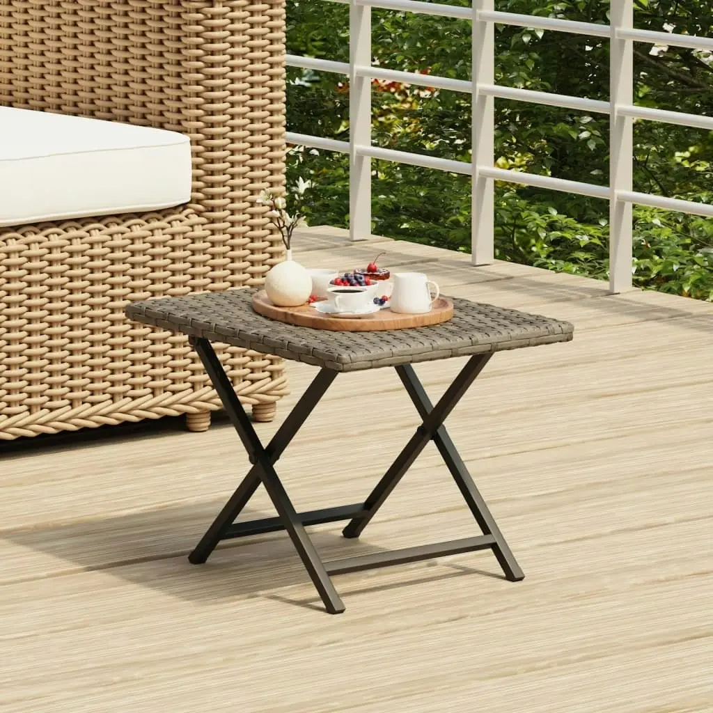 Folding Table Grey 45x35x32 cm Poly Rattan 362252