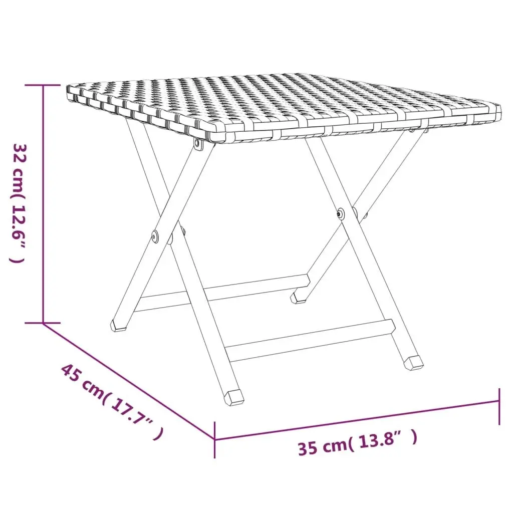 Folding Table Grey 45x35x32 cm Poly Rattan 362252