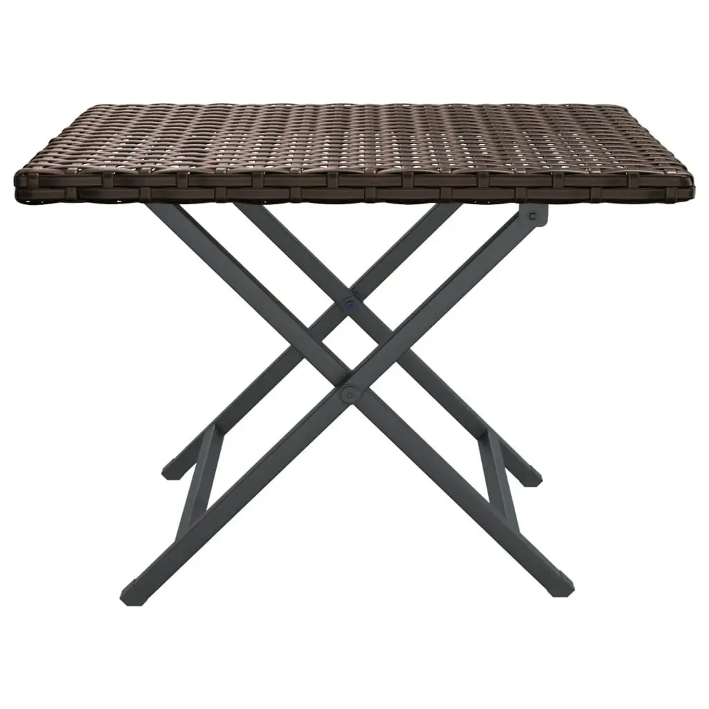 Folding Table Brown 45x35x32 cm Poly Rattan 362250