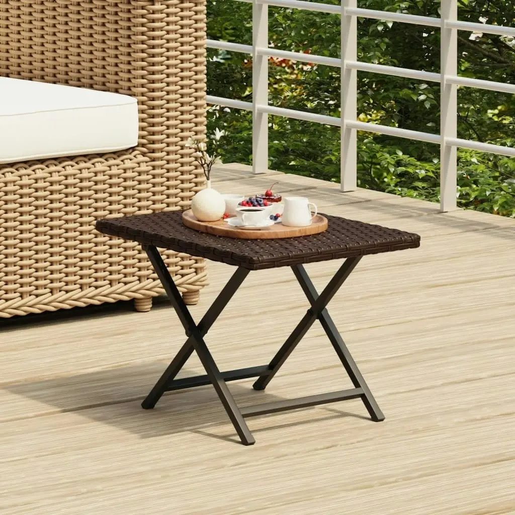 Folding Table Brown 45x35x32 cm Poly Rattan 362250