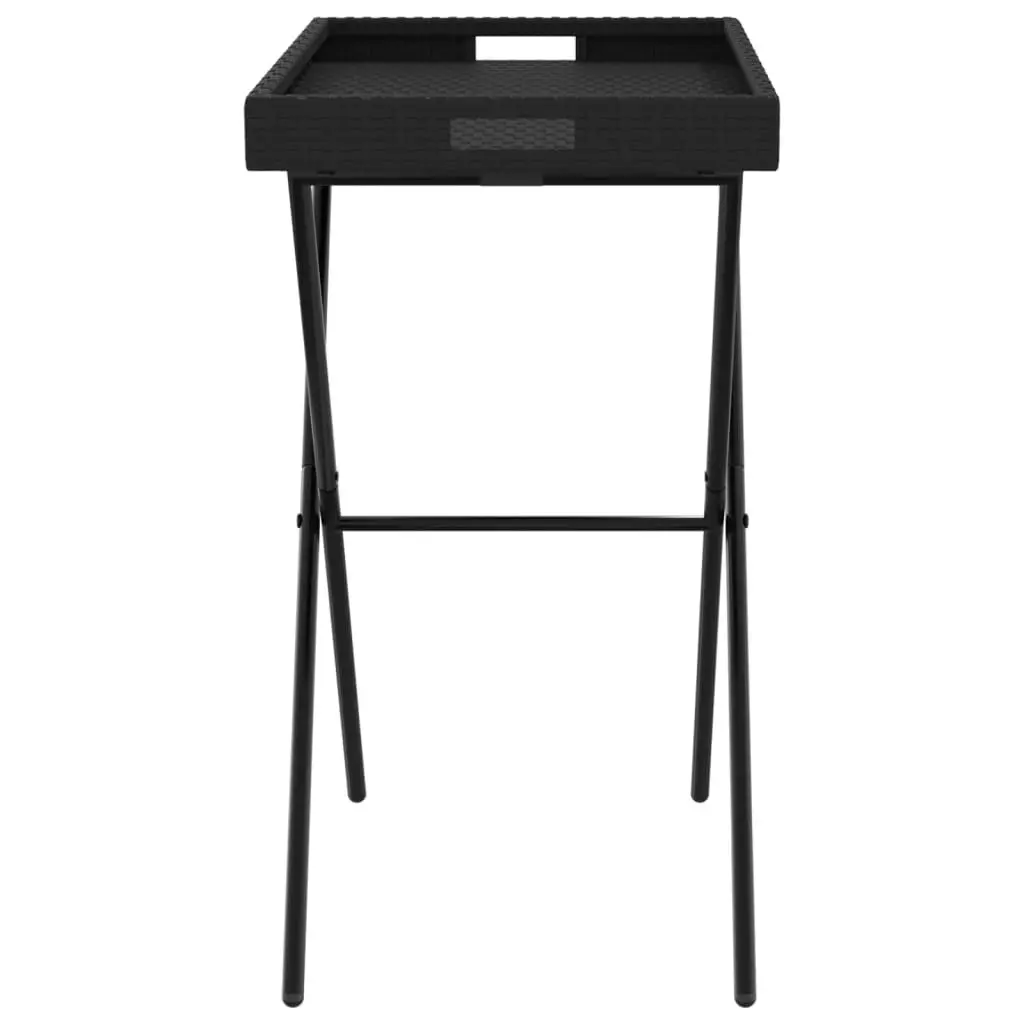 Folding Tray Table Black 65x40x75 cm Poly Rattan 365127