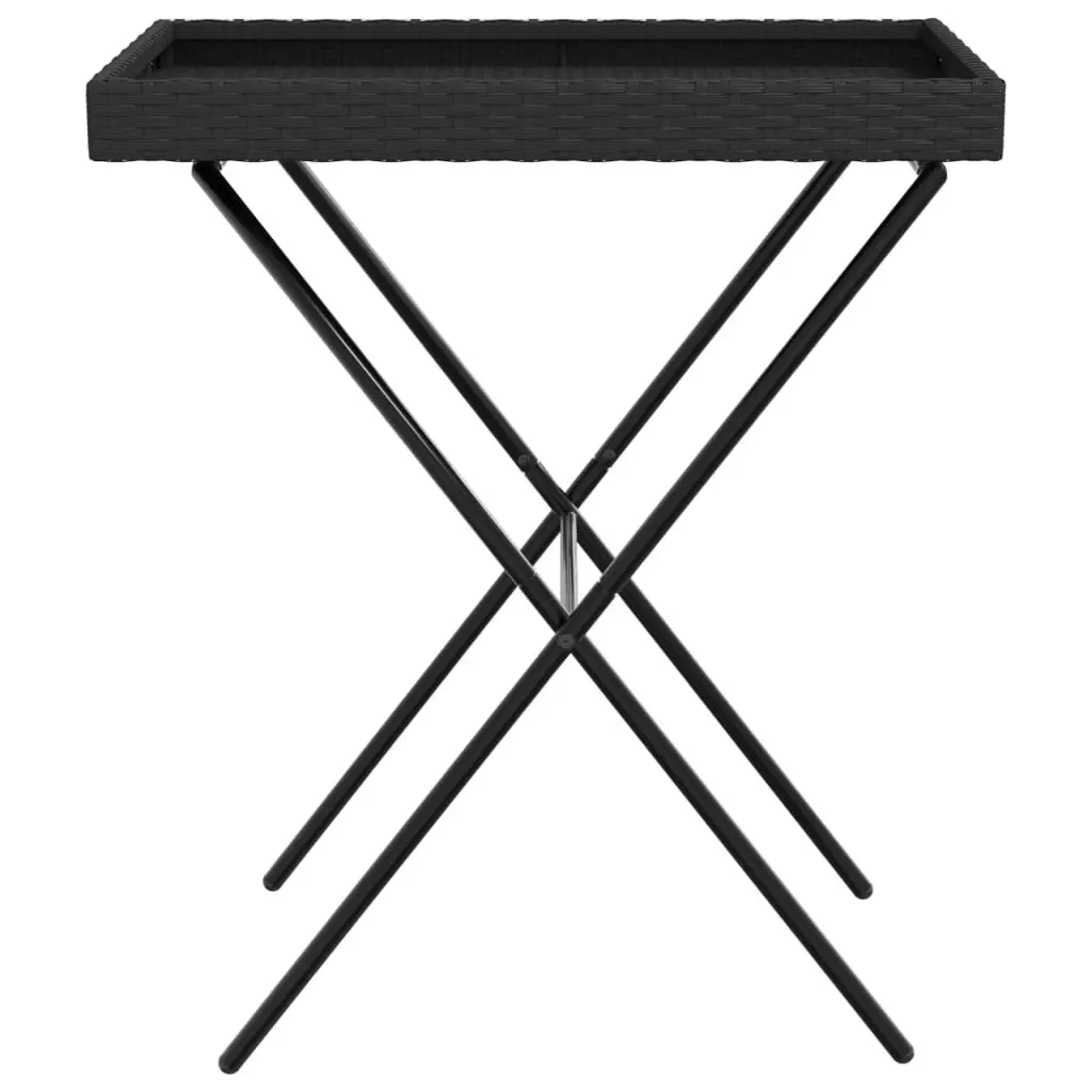 Folding Tray Table Black 65x40x75 cm Poly Rattan 365127