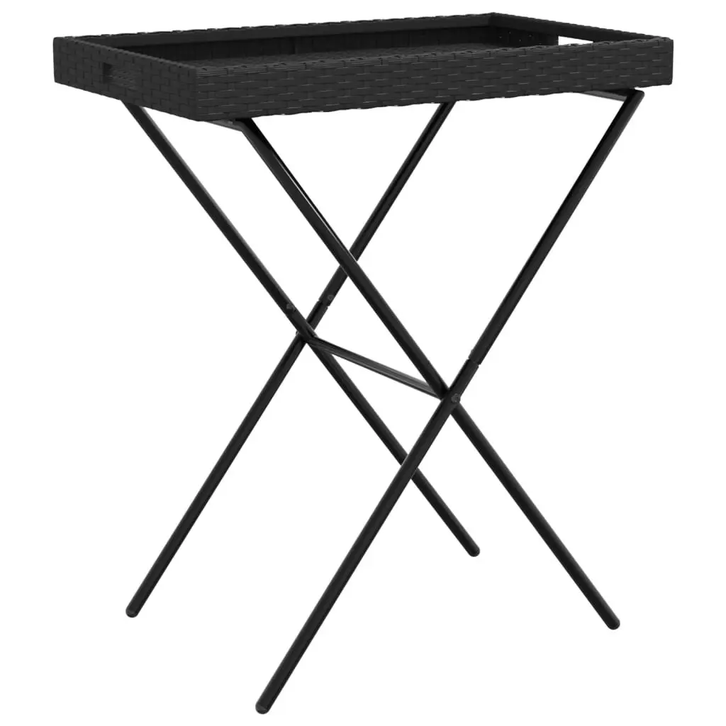 Folding Tray Table Black 65x40x75 cm Poly Rattan 365127