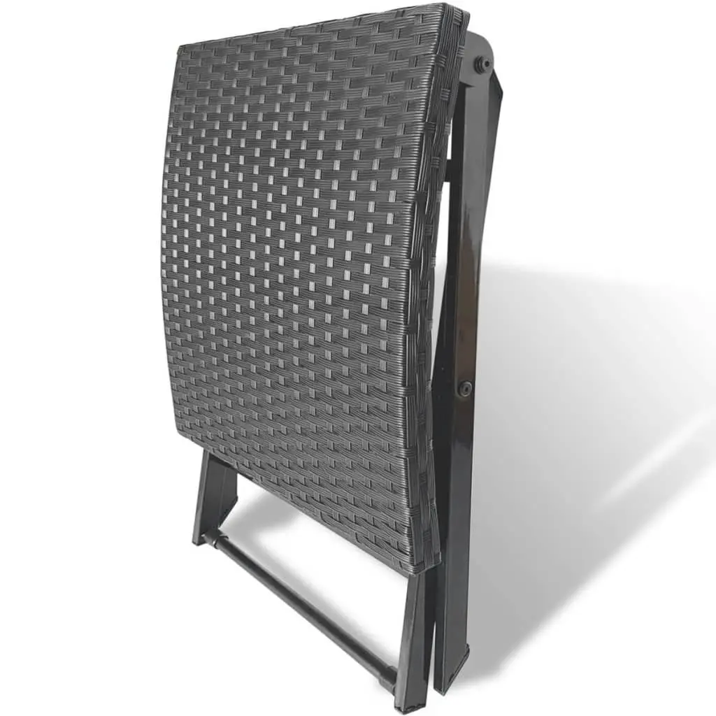 Folding Stool Poly Rattan Black 41788