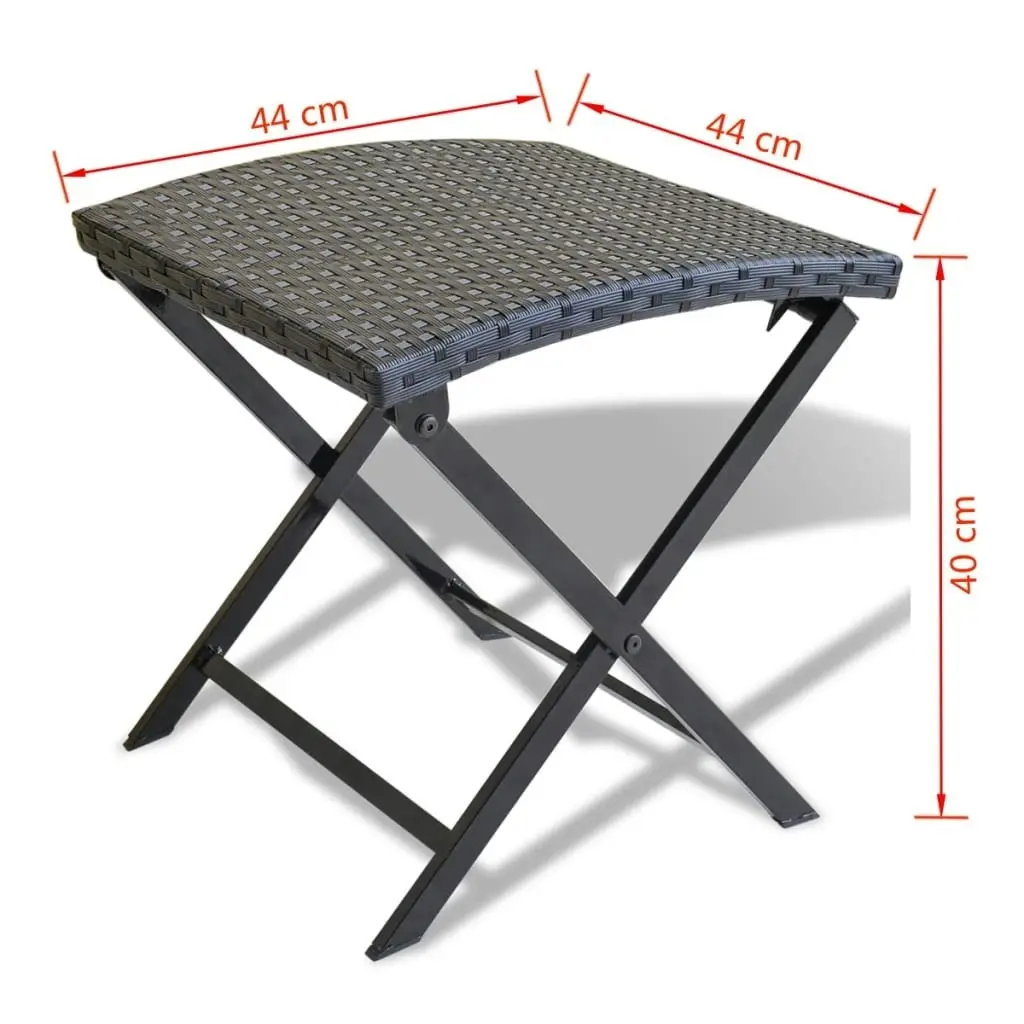 Folding Stool Poly Rattan Black 41788