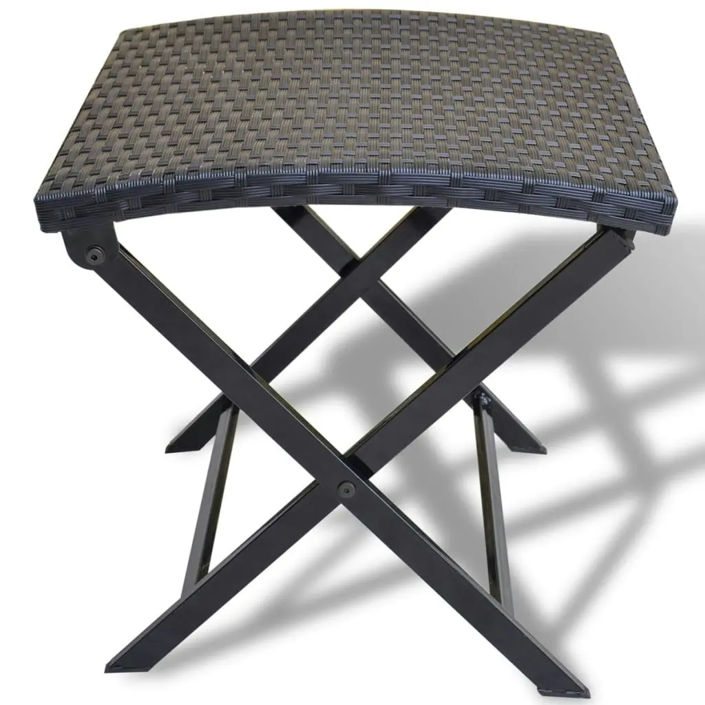 Folding Stool Poly Rattan Black 41788