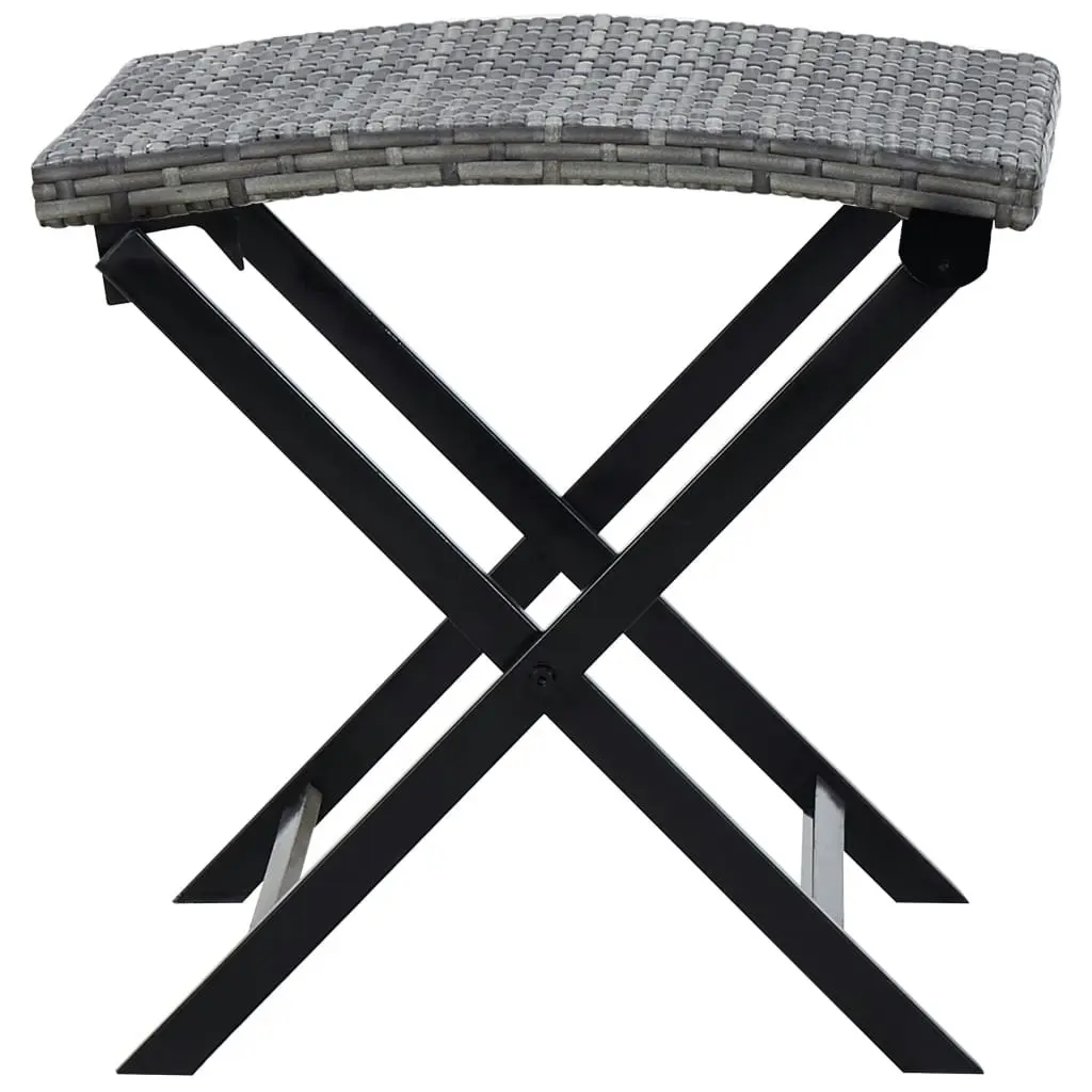 Folding Stool Poly Rattan Grey 45773