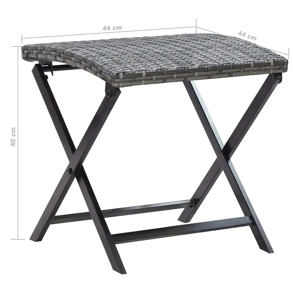 Folding Stool Poly Rattan Grey 45773