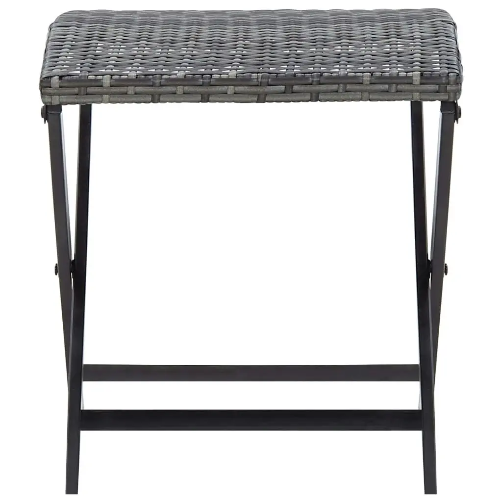 Folding Stool Poly Rattan Grey 45773