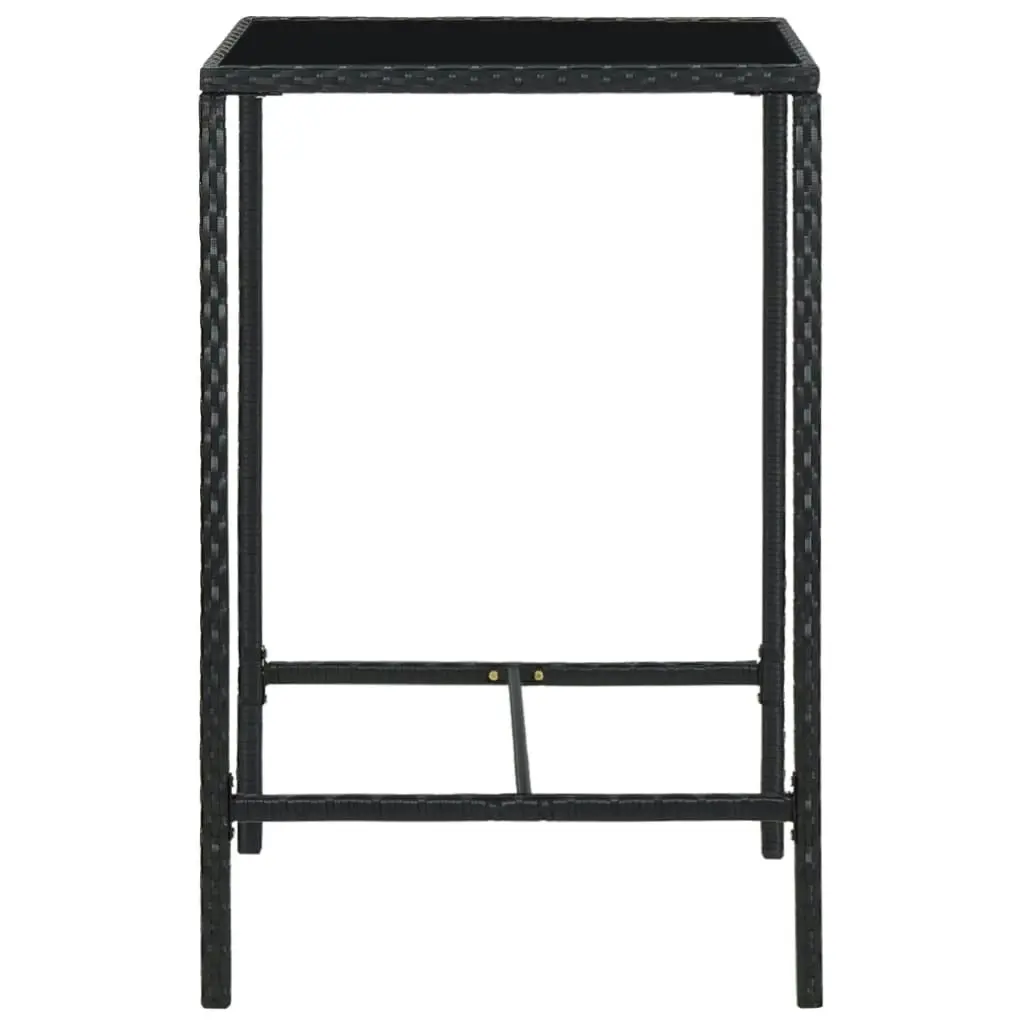 Garden Bar Table Black 70x70x110 cm Poly Rattan and Glass 313458