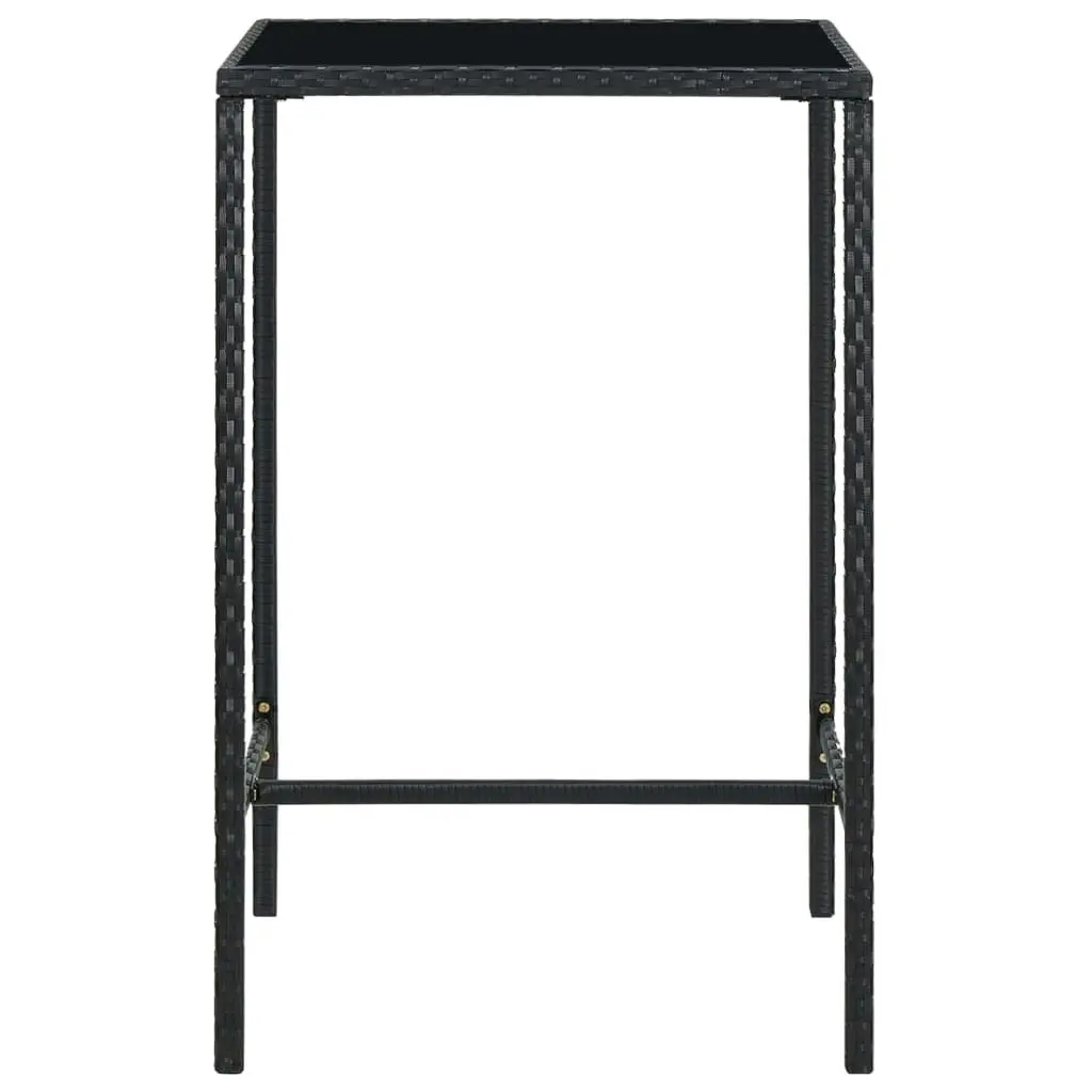 Garden Bar Table Black 70x70x110 cm Poly Rattan and Glass 313458