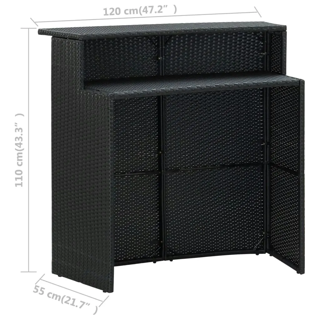 Garden Bar Table Black 120x55x110 cm Poly Rattan 313468