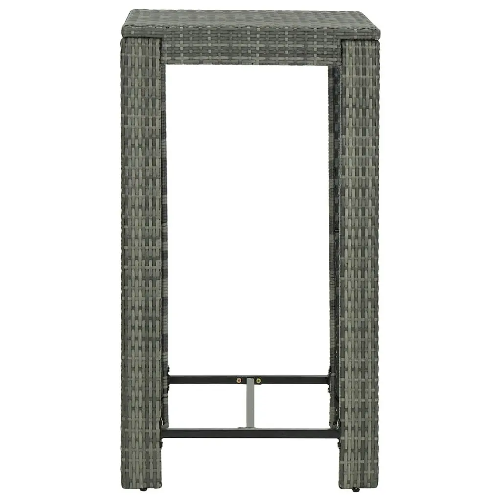 Garden Bar Table Grey 60.5x60.5x110.5 cm Poly Rattan 45872