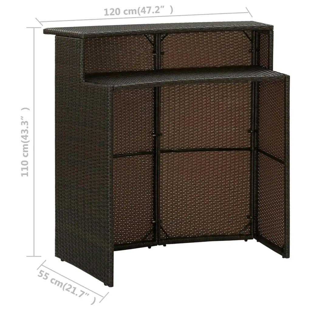 Garden Bar Table Brown 120x55x110 cm Poly Rattan 313467