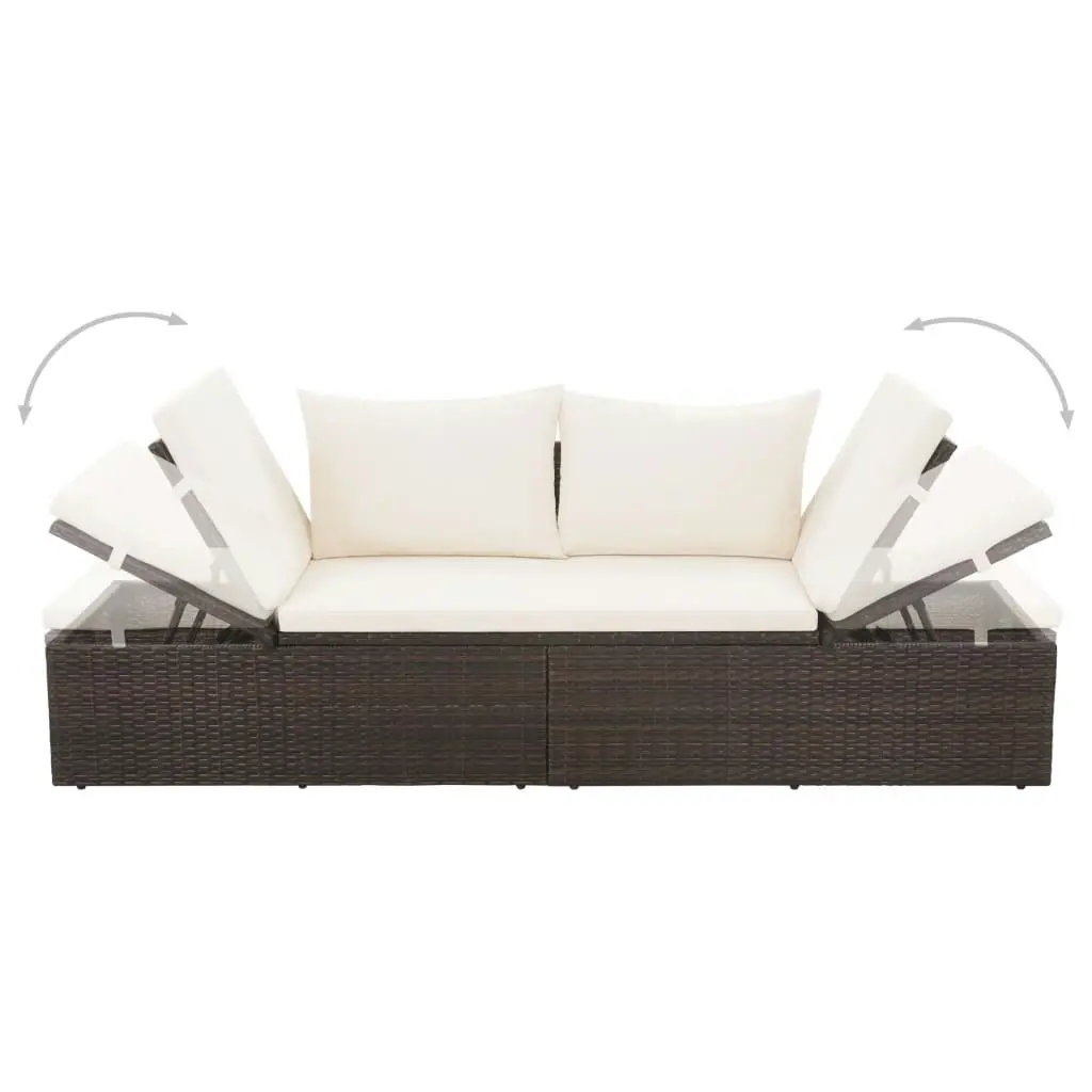 Garden Bed Brown 195x60 cm Poly Rattan 43954