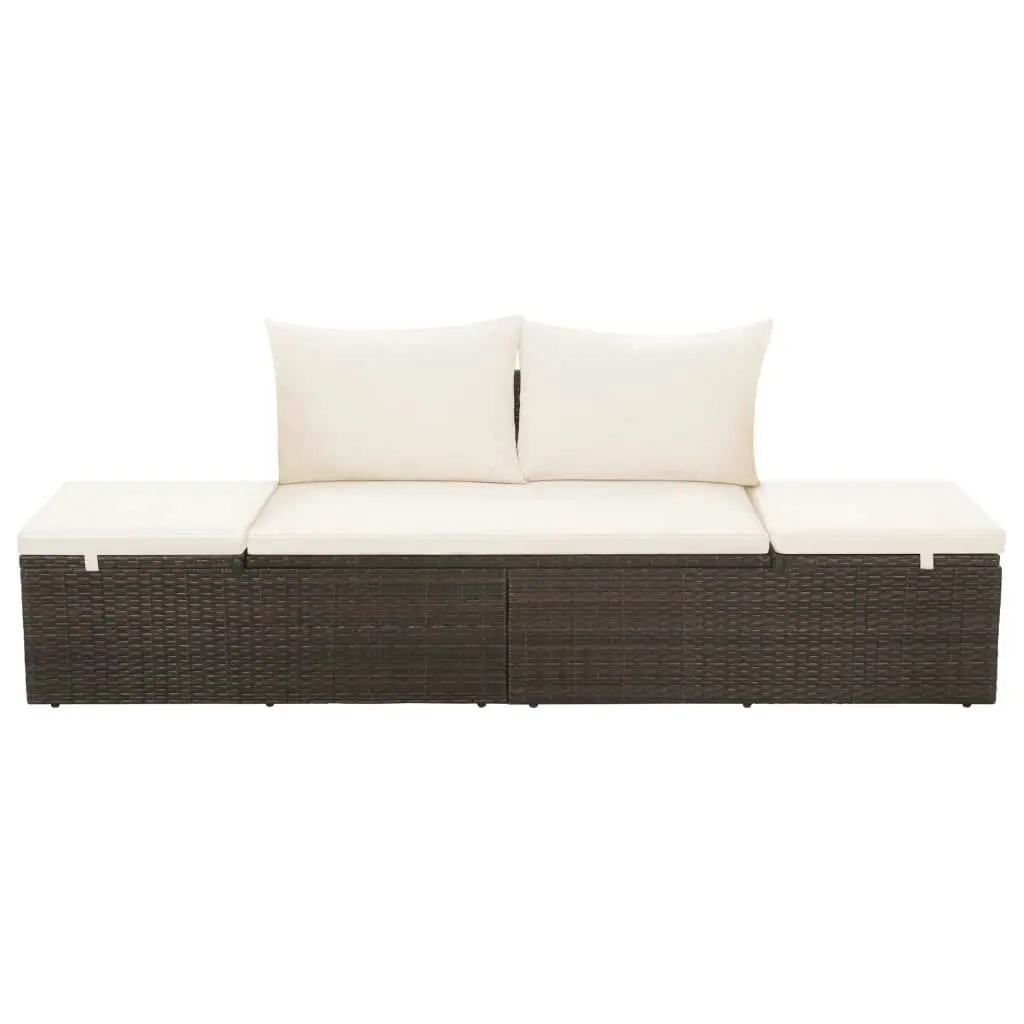 Garden Bed Brown 195x60 cm Poly Rattan 43954