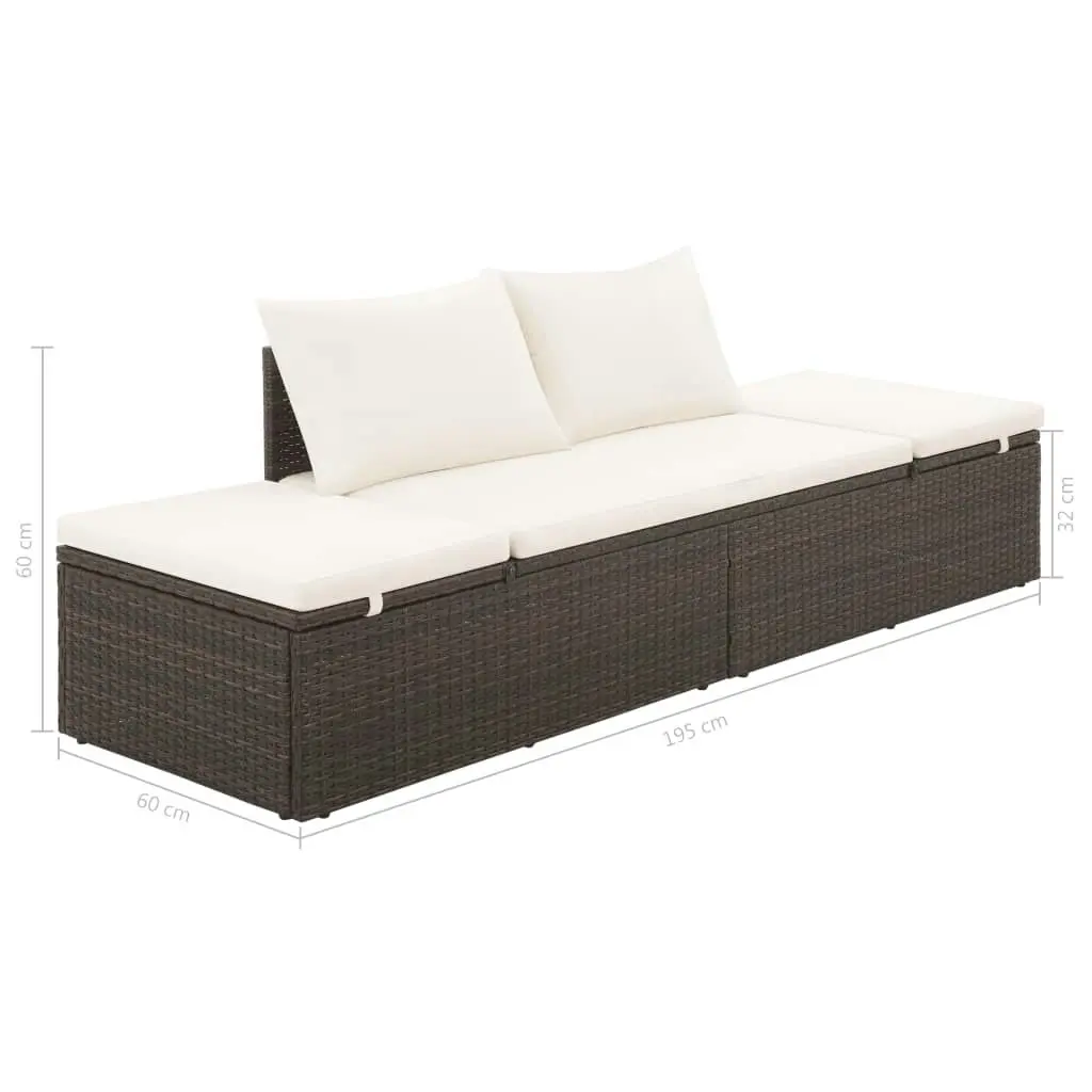 Garden Bed Brown 195x60 cm Poly Rattan 43954