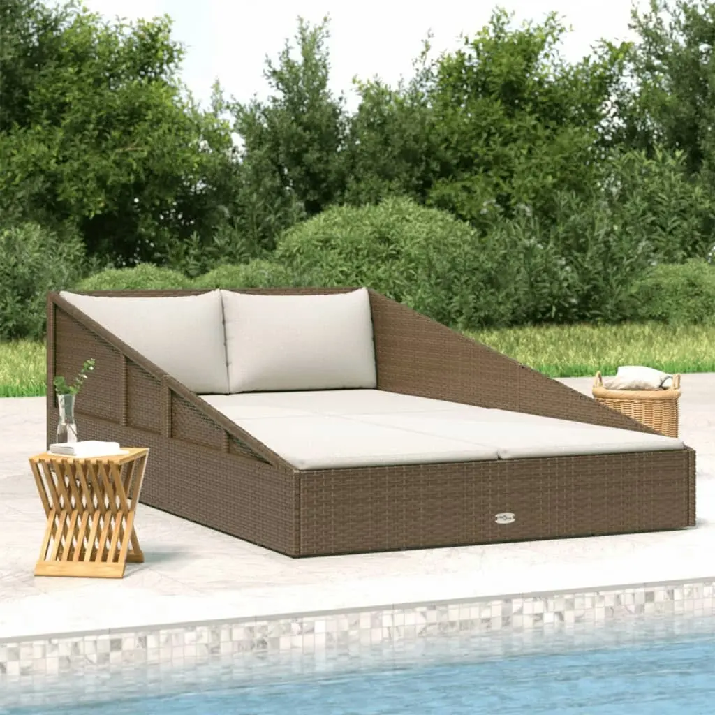 Garden Bed Brown 110x200 cm Poly Rattan 42666