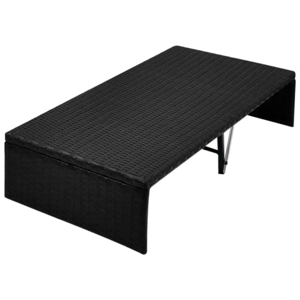 Garden Bed with Canopy Black 190x130 cm Poly Rattan 42901