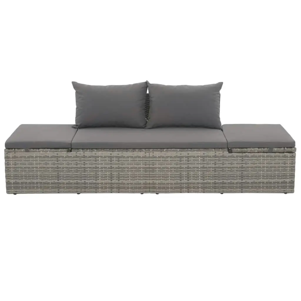 Garden Bed Grey 195x60 cm Poly Rattan 43955