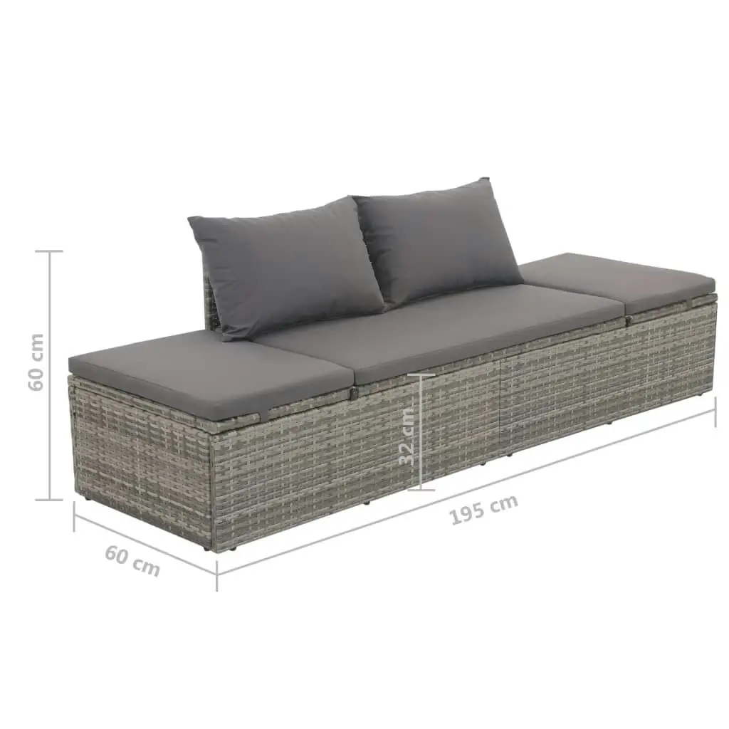 Garden Bed Grey 195x60 cm Poly Rattan 43955