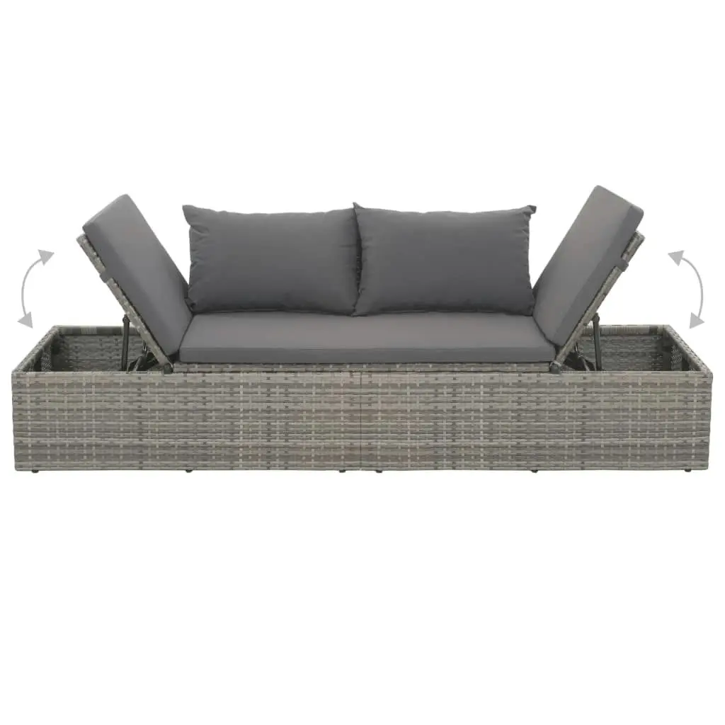 Garden Bed Grey 195x60 cm Poly Rattan 43955