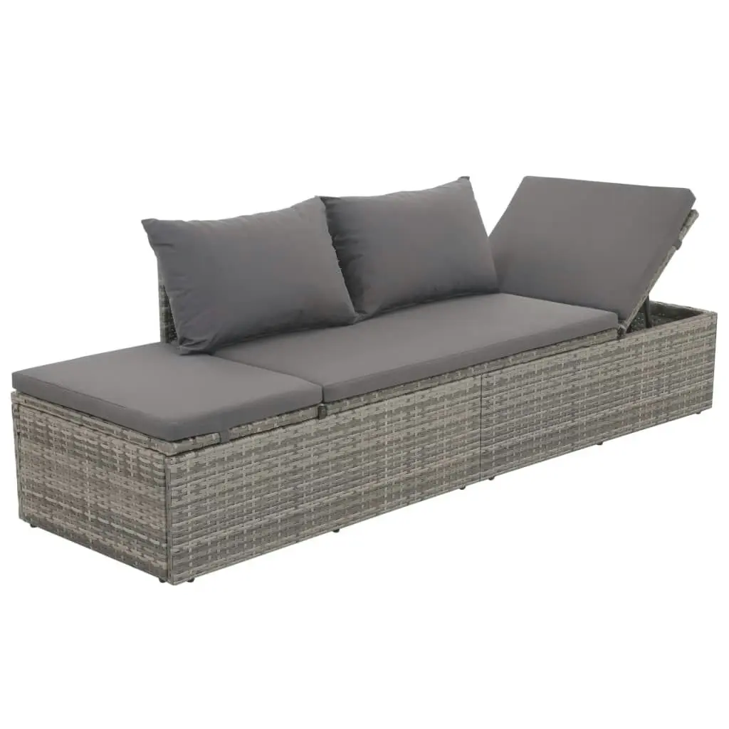 Garden Bed Grey 195x60 cm Poly Rattan 43955