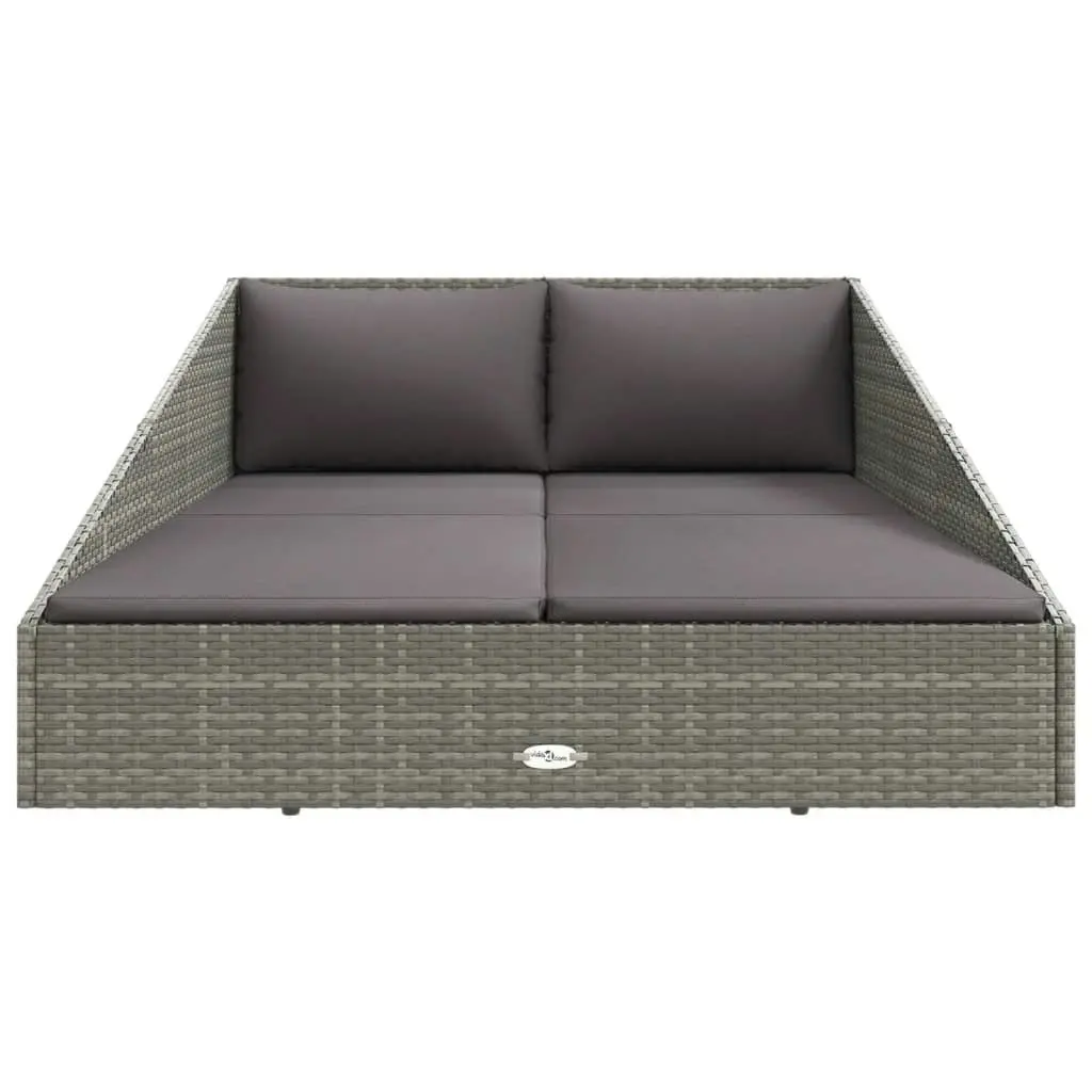 Garden Bed Grey 110x200 cm Poly Rattan 45777