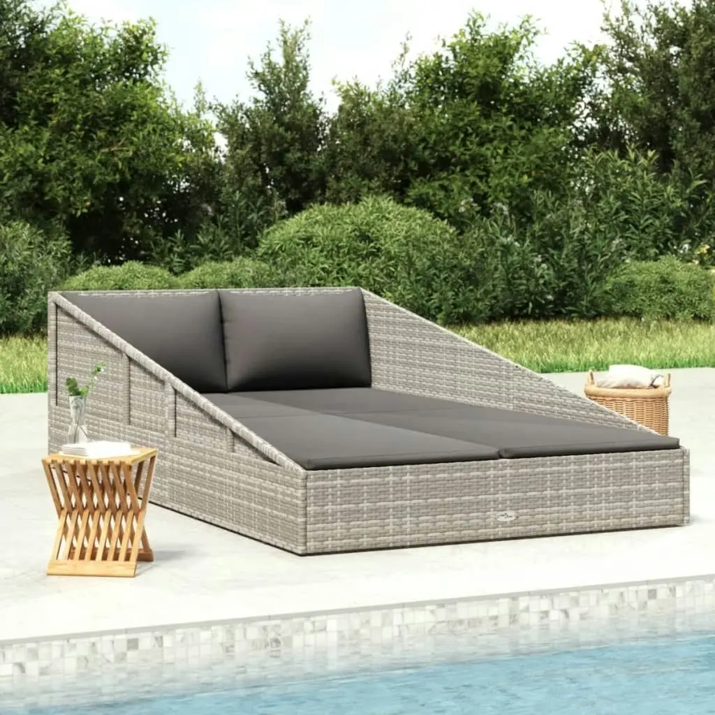 Garden Bed Grey 110x200 cm Poly Rattan 45777