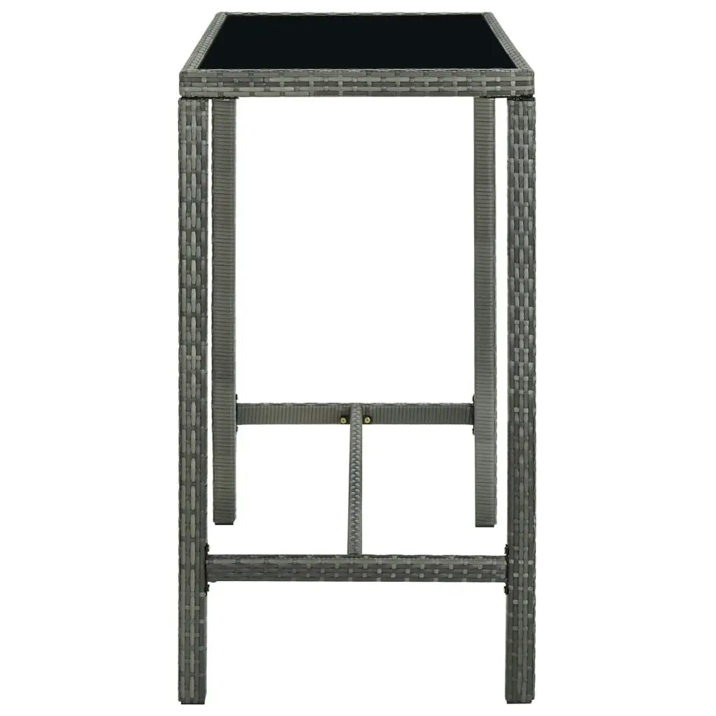 Garden Bar Table Grey 130x60x110 cm Poly Rattan and Glass 313462