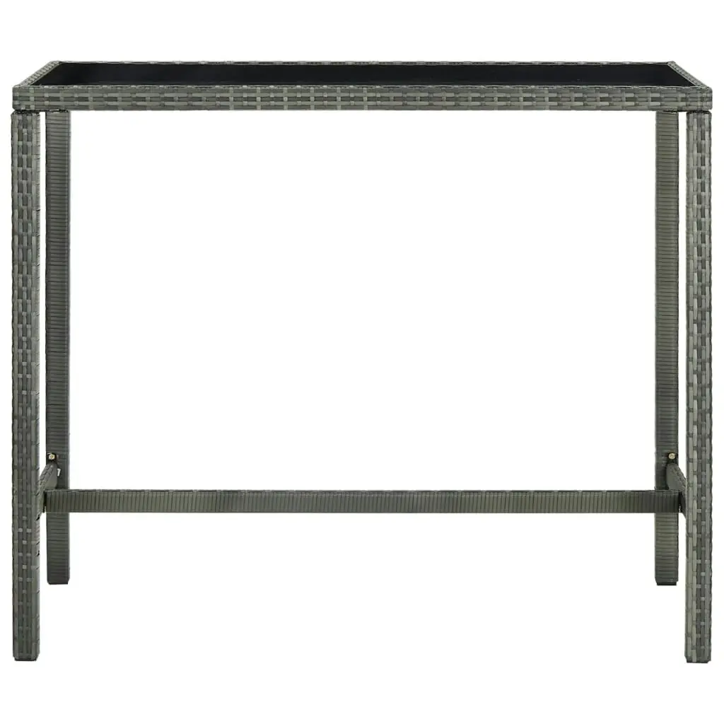 Garden Bar Table Grey 130x60x110 cm Poly Rattan and Glass 313462