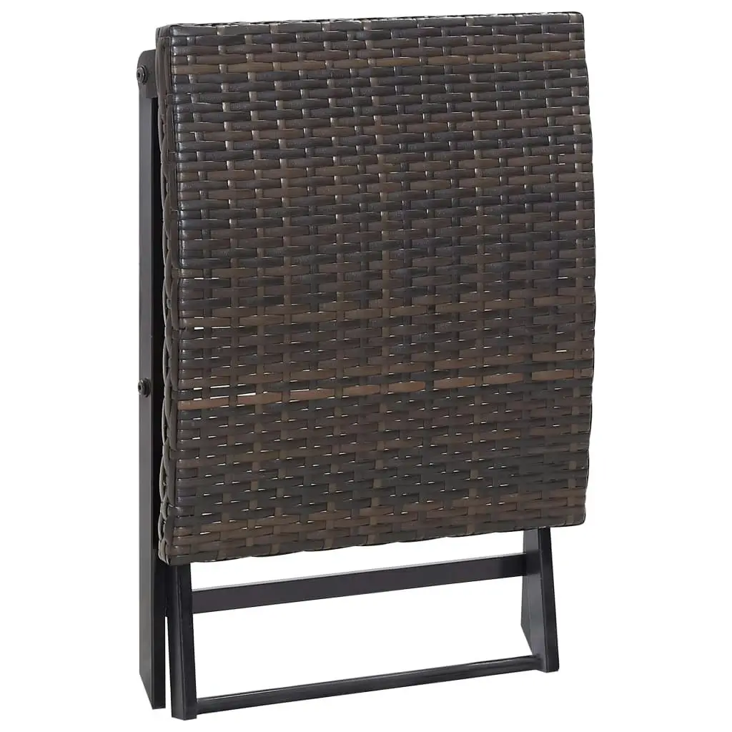 Folding Stool Poly Rattan Brown 45772